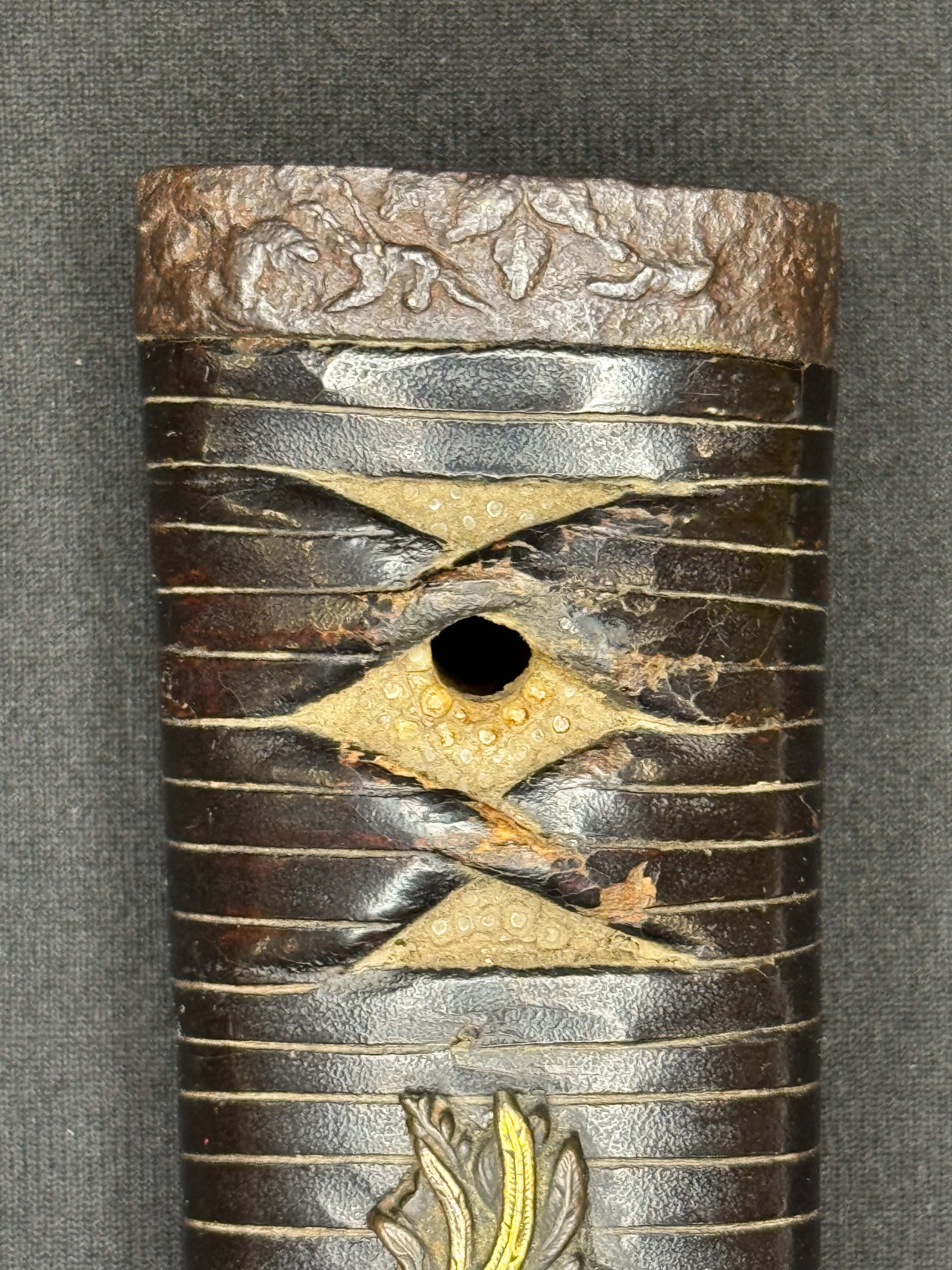 Antique Nihonto - WIDE Naginata Naoshi Wakizashi in Koshirae, signed Chikushu Ju Sa (unverified)