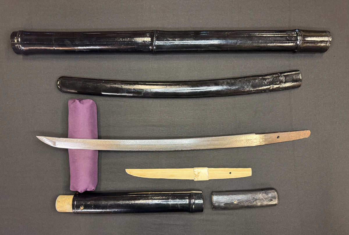 Antique Nihonto - Late Edo Wakizashi  with Shikomizue mounts (Stick Sword)