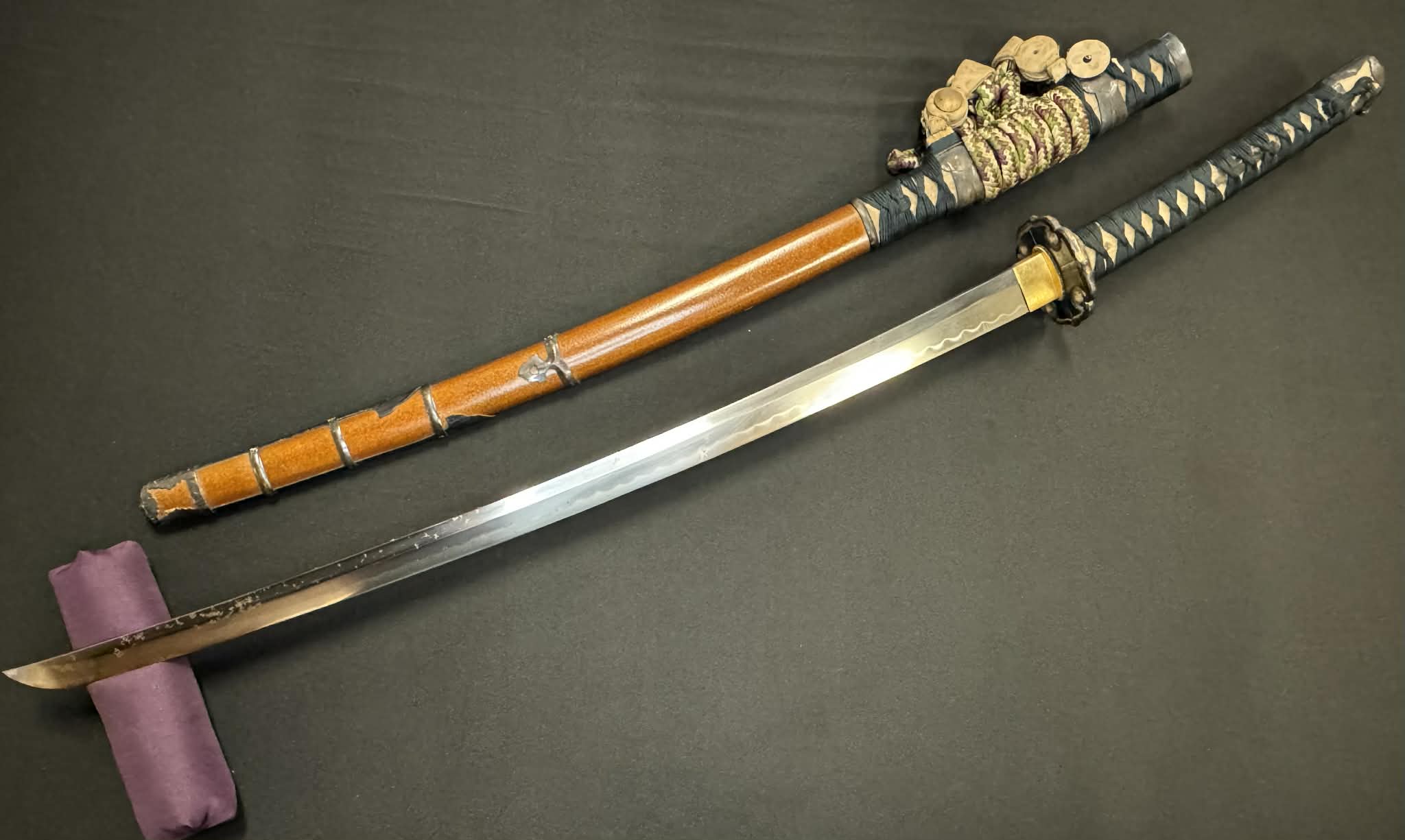 Nihonto - Showato Katana in Tachi Koshirae, Signed Seki Kanemune Saku