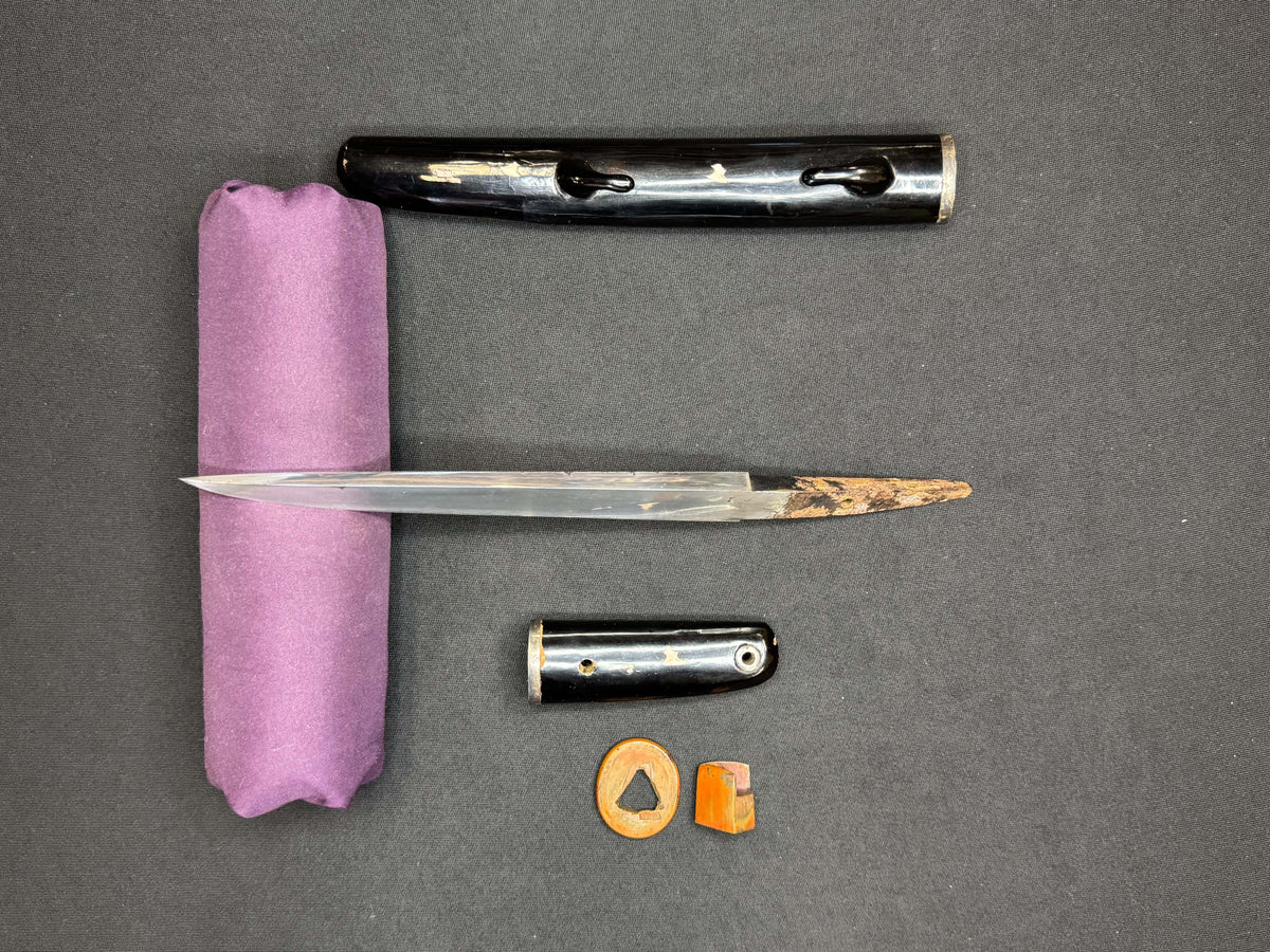 Antique Nihonto - Early Edo (400 years old,) thiccc Yoroi Doshi Armor Piercer Tanto in koshirae, Dated Keicho 9 (1604)
