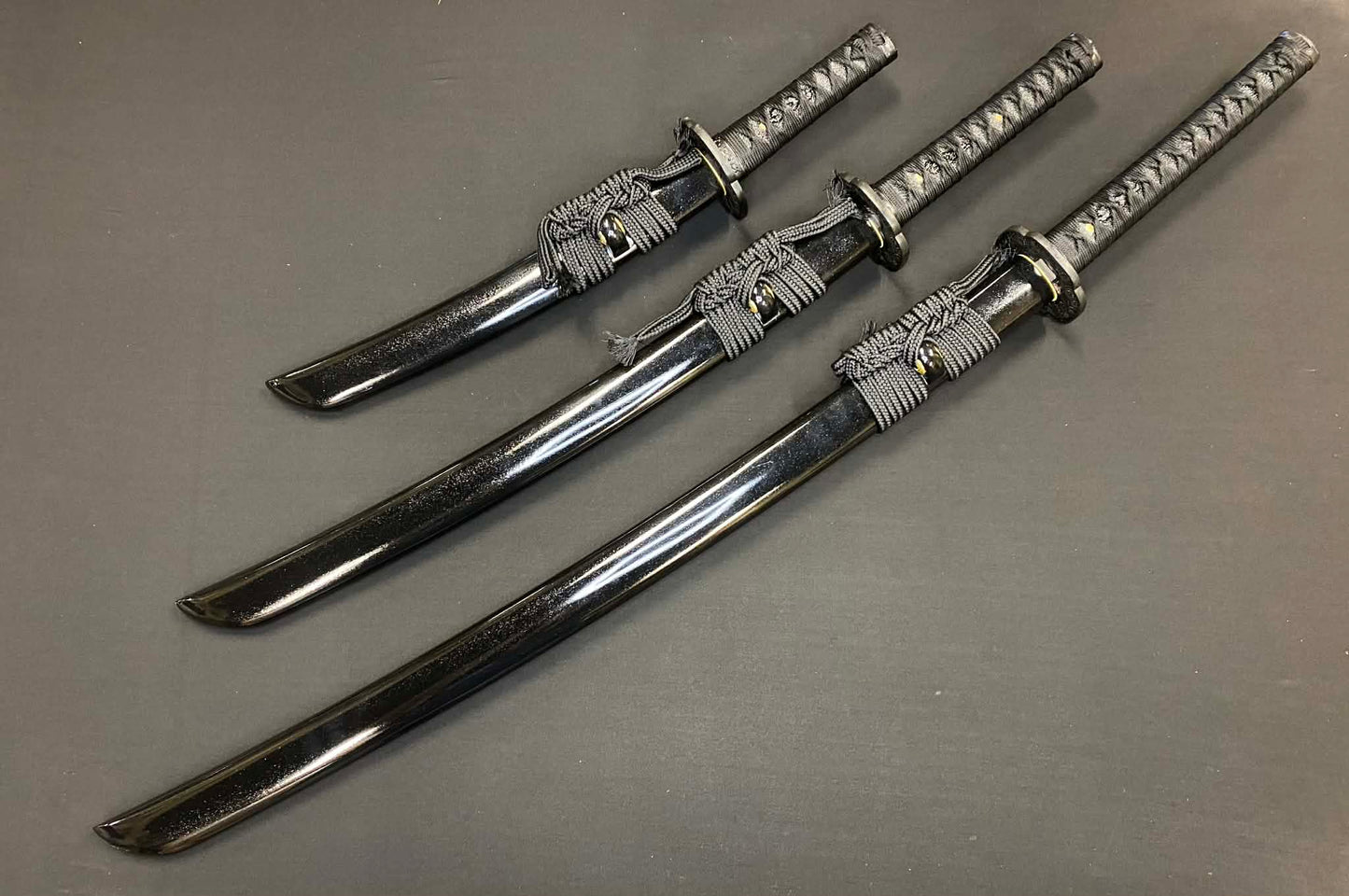 3-sword set Phoenix Armory Naginata Naoshi - Night Chrysanthemum - T10 Clay Tempered Black