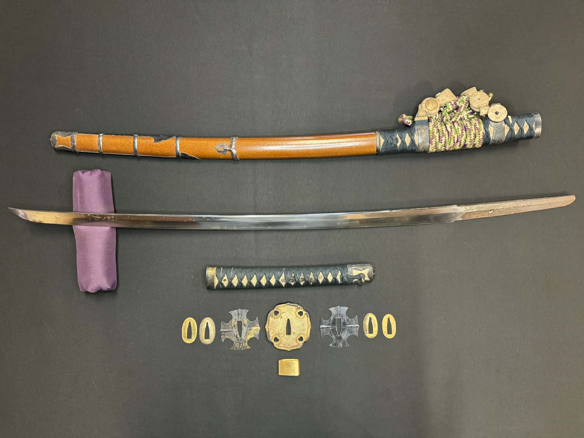 Nihonto - Showato Katana in Tachi Koshirae, Signed Seki Kanemune Saku