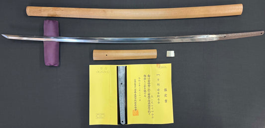 Antique Nihonto - Late Edo (150 years old) LONG Katana in Shirasaya - Signed Shohoken Yoshiyuki , NBTHK certified