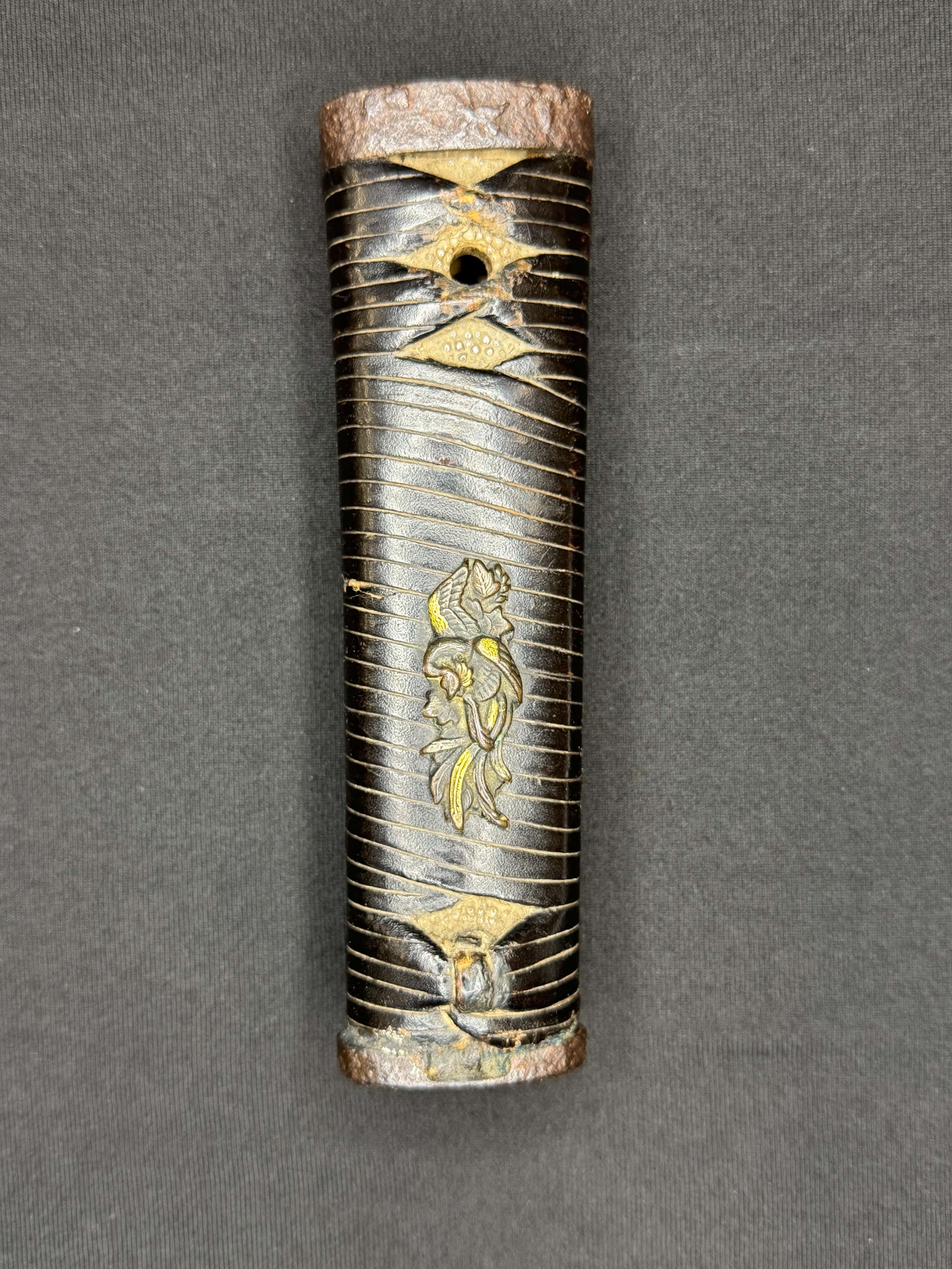 Antique Nihonto - WIDE Naginata Naoshi Wakizashi in Koshirae, signed Chikushu Ju Sa (unverified)