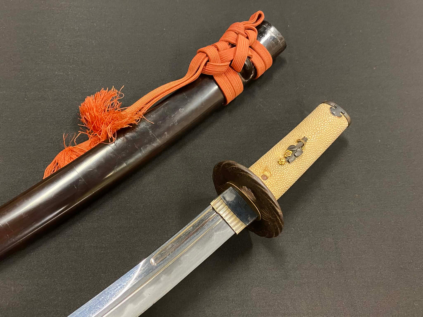 Antique Nihonto - Early Edo (350 years old) Kanmuri-Otoshi Wakizashi in Koshirae - NTHK attributed to Shimosa Daijo Kanemasa