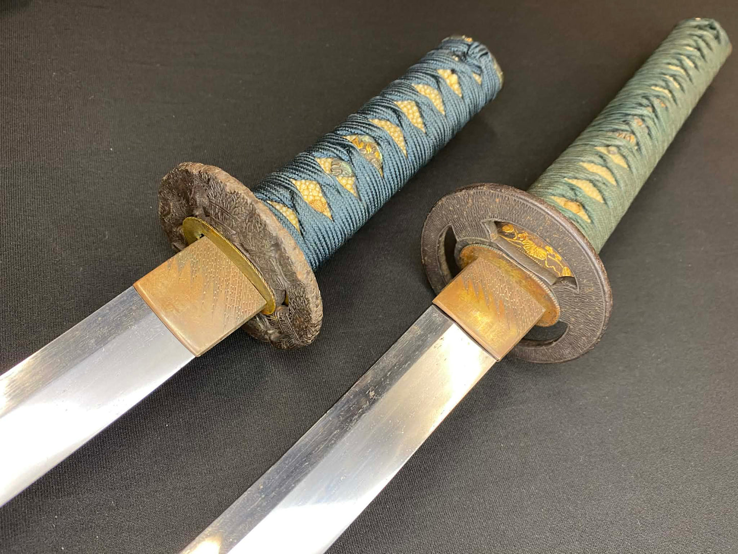 Antique Nihonto Unmatched Daishou - Katana and Wakizashi in Shirasaya with Koshirae