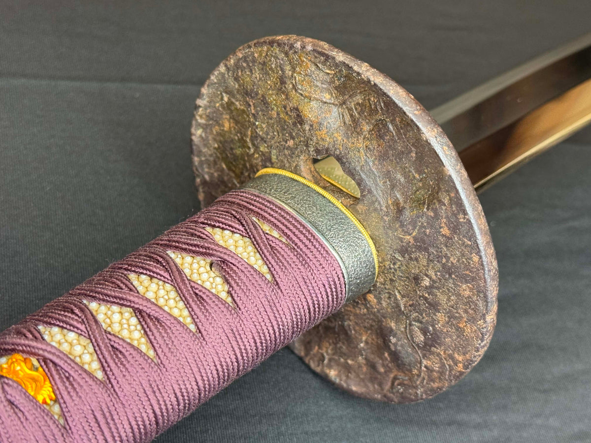 Antique Nihonto - Late Edo GIANT Katana with Koshirae, Signed Koshu Yori Katsuyamajo Minami Hisatsugu Saku Kore, Dated Tenpo 13 (1842) February, NBTHK Certified