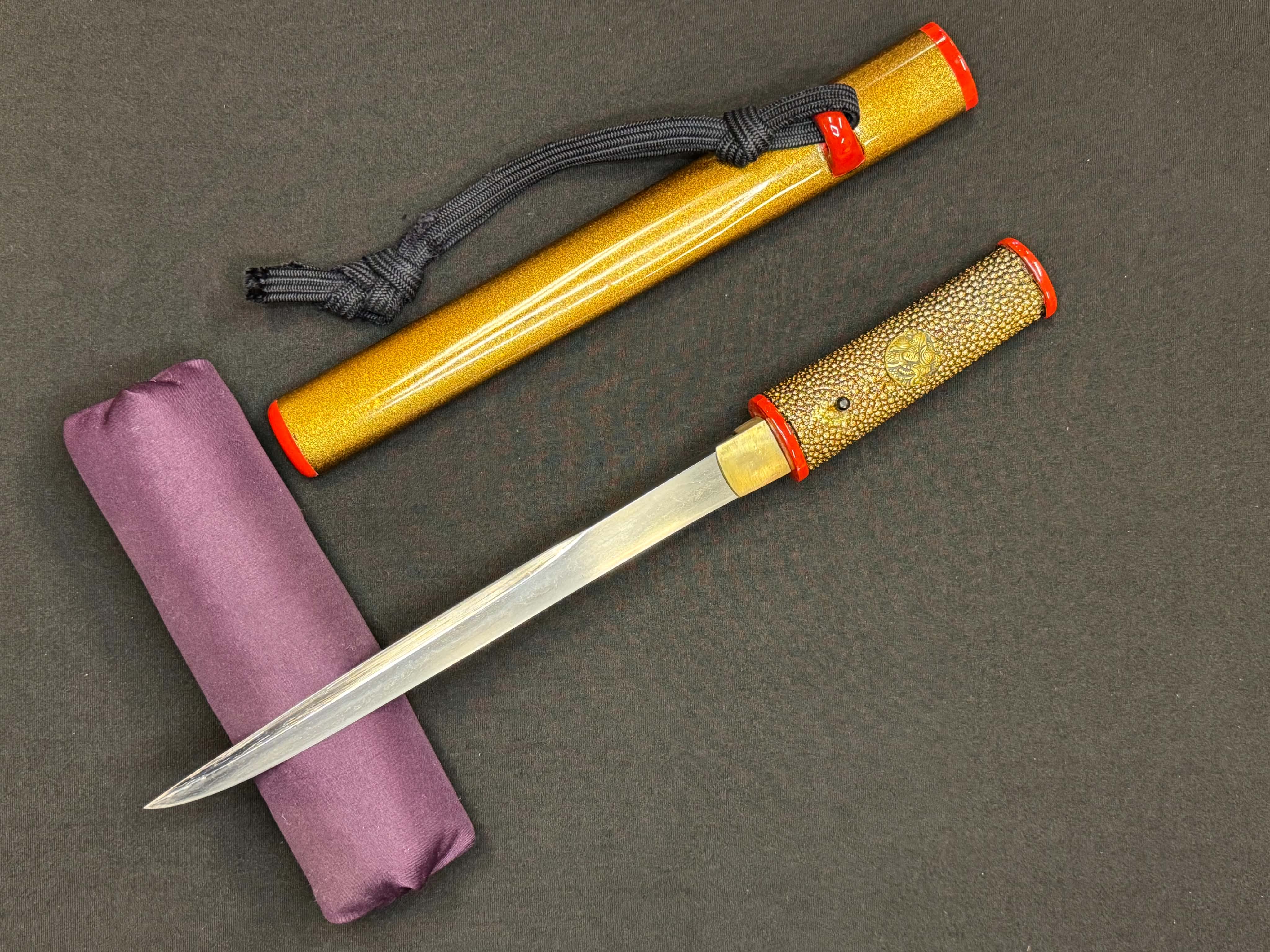 Antique Nihonto - Tanto with Koshirae, signed Yoshimitsu, NBTHK attributed to Tosa