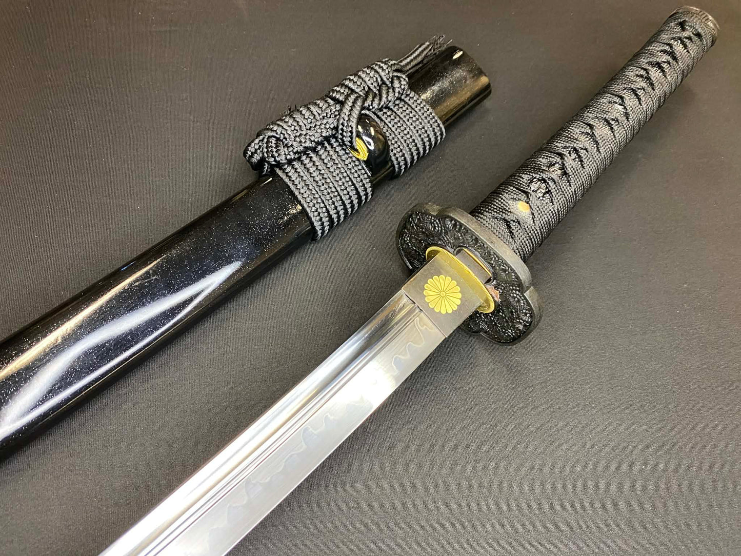 Phoenix Armory Naginata Naoshi Katana - Night Chrysanthemum - T10 Clay Tempered Black