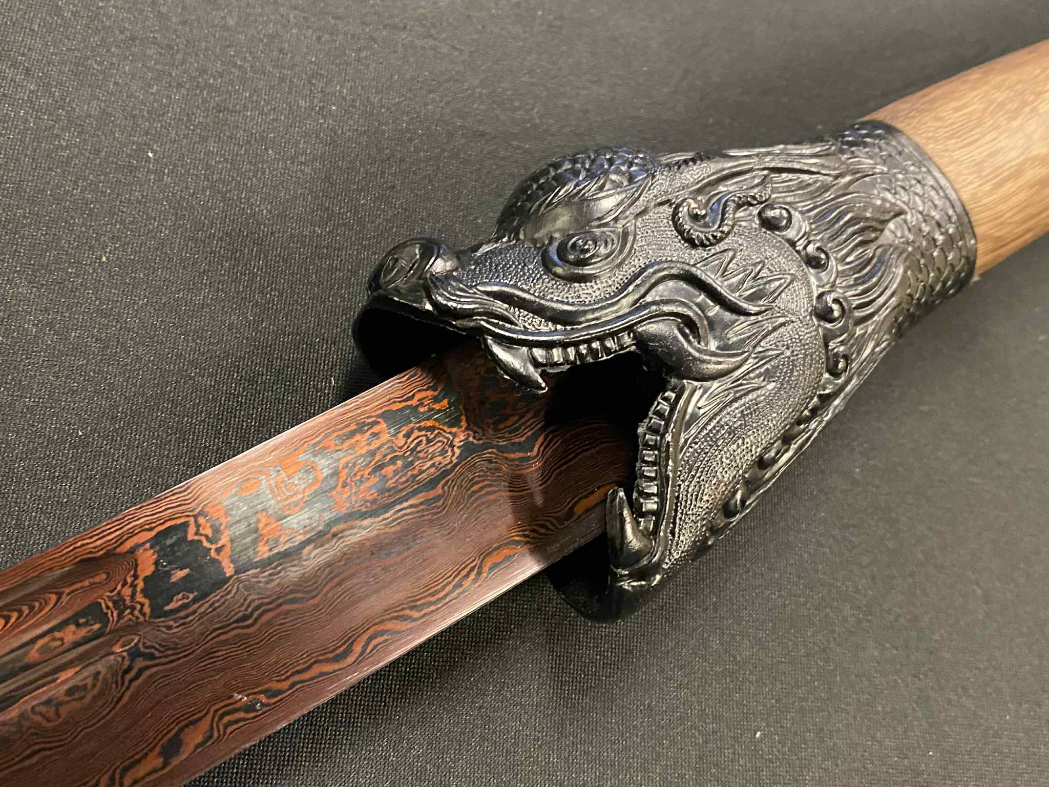 Dao Dagger - Fire Dragon Red Damascus Steel