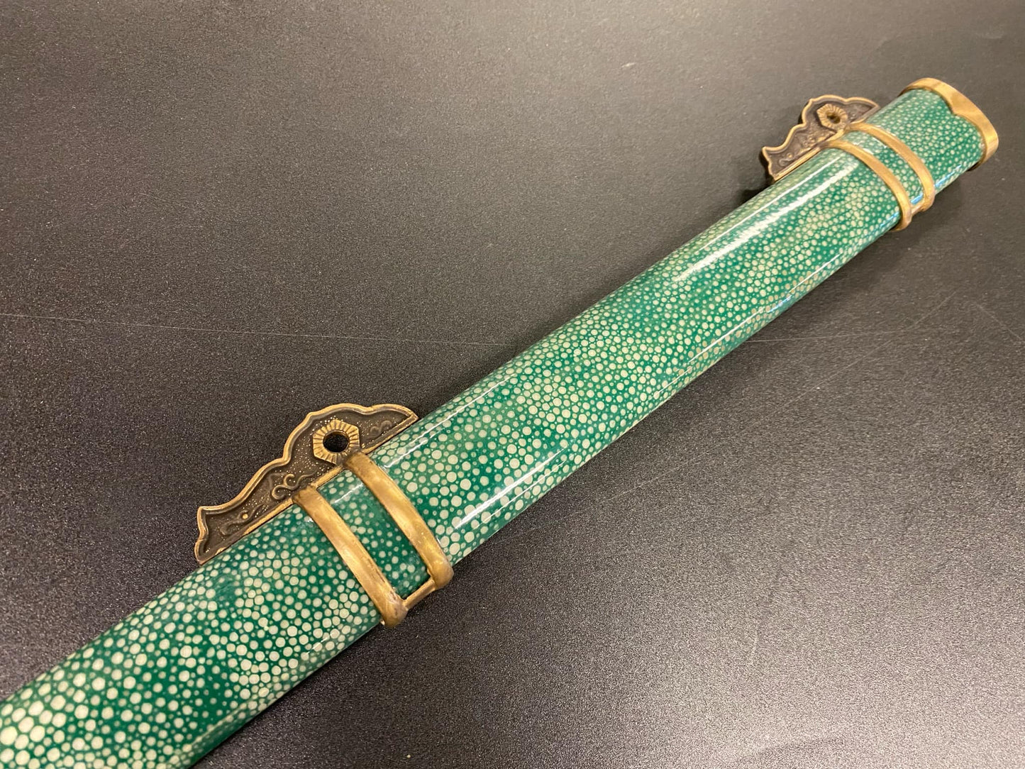 Pre-Owned Lattice Tang Dao - Damascus, Brass fittings