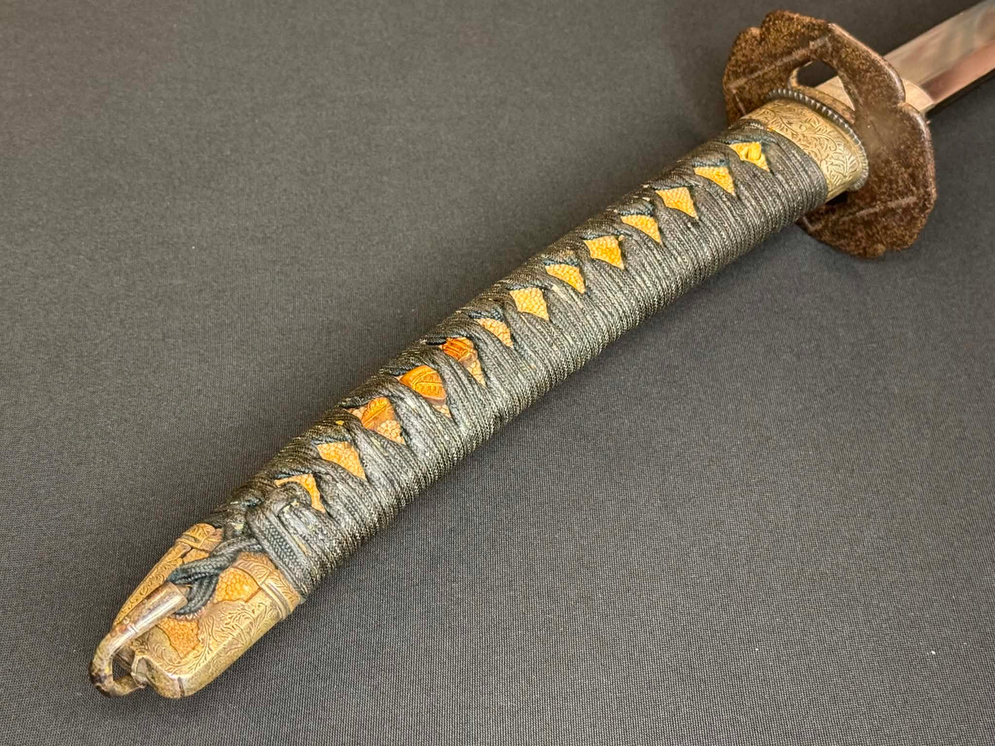 Antique Nihonto - POSSIBLE BATTLE DAMAGE Katana with Tachi Koshirae, signed Tsuguie (not verified)
