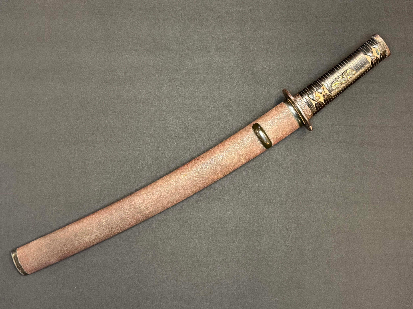 Antique Nihonto - WIDE Naginata Naoshi Wakizashi in Koshirae, signed Chikushu Ju Sa (unverified)