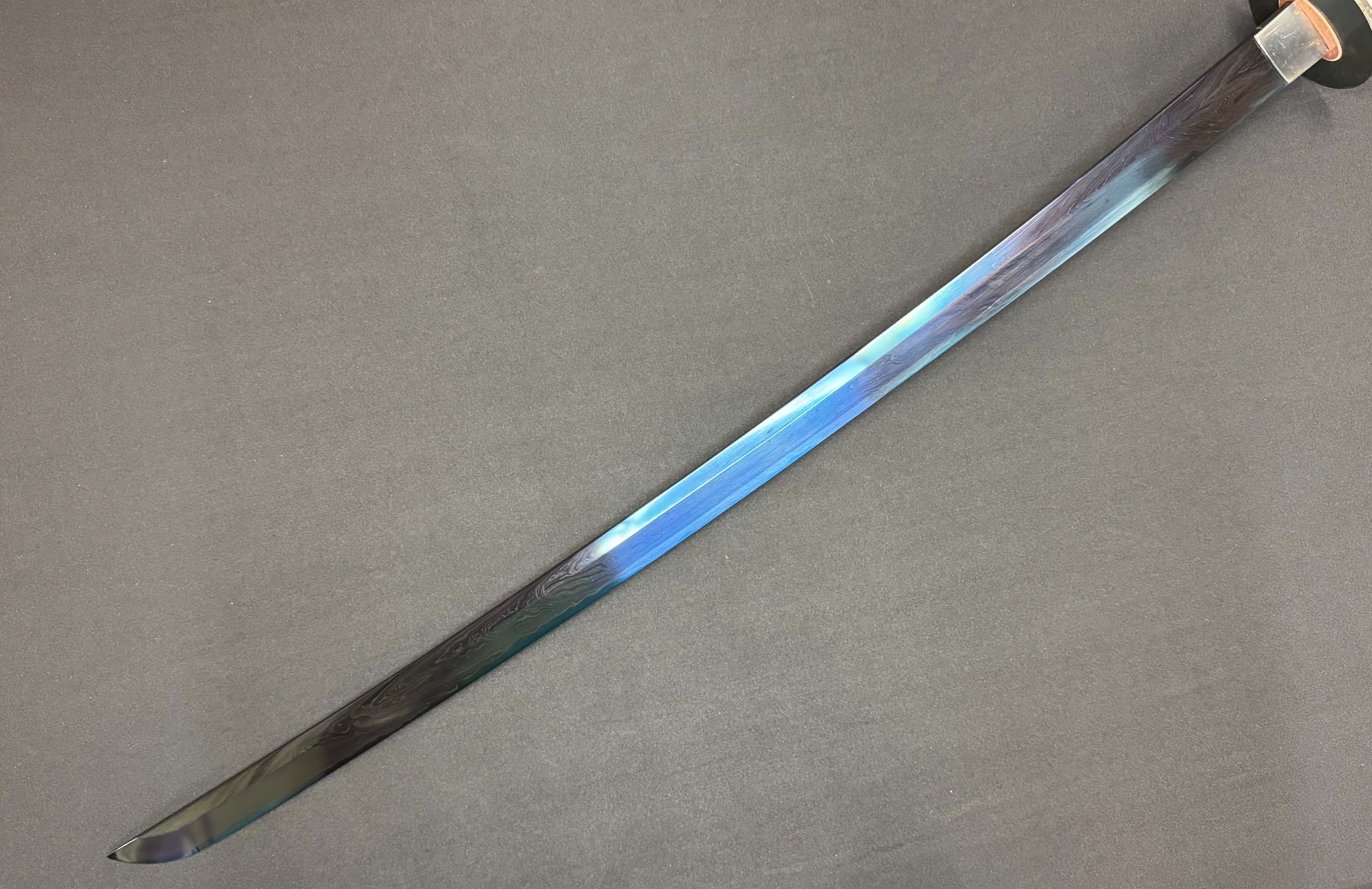 Dragonspring Katana - Mizu Blue Eye Samurai Sanmai Meteorite Damascus