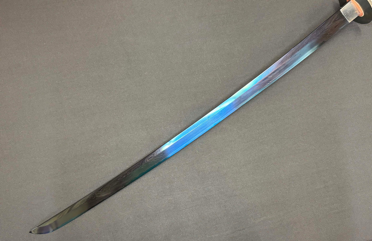 Dragonspring Katana - Mizu Blue Eye Samurai Sanmai Meteorite Damascus