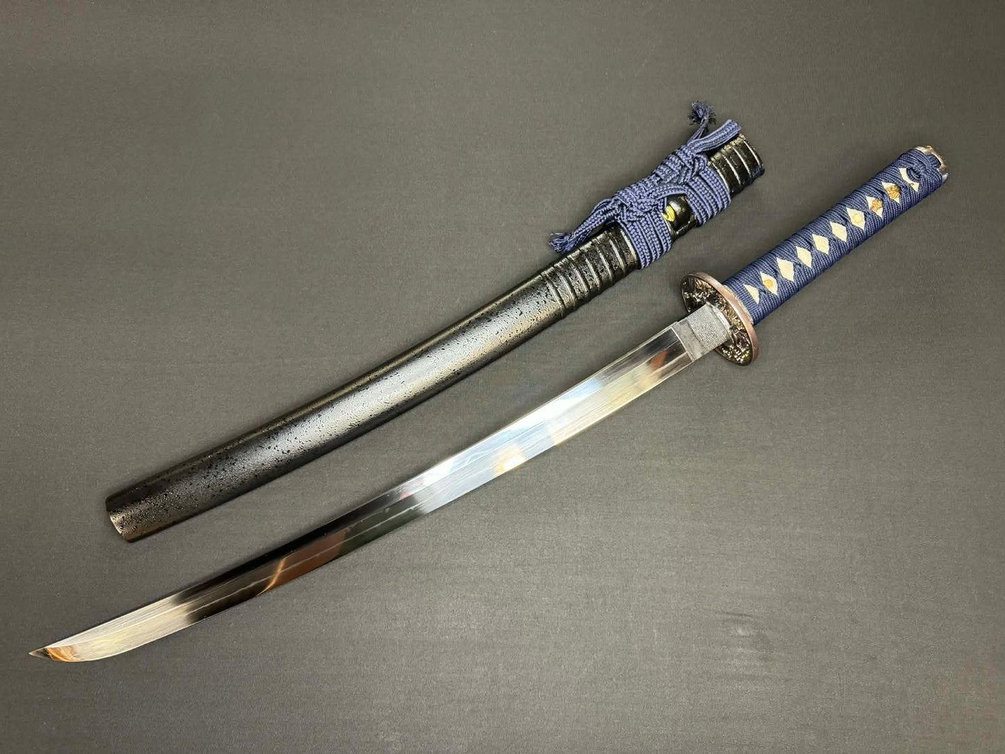 PRE-ORDER Legacy Steel Night Storm Iris Reaper Wakizashi  - 1095 Clay Tempered Shobu Zukuri Suguha