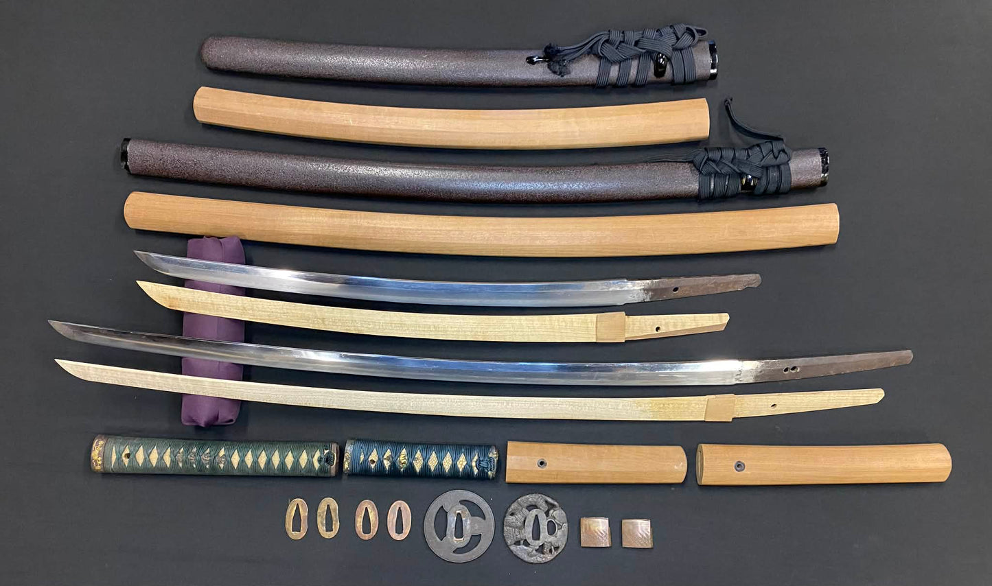 Antique Nihonto Unmatched Daishou - Katana and Wakizashi in Shirasaya with Koshirae