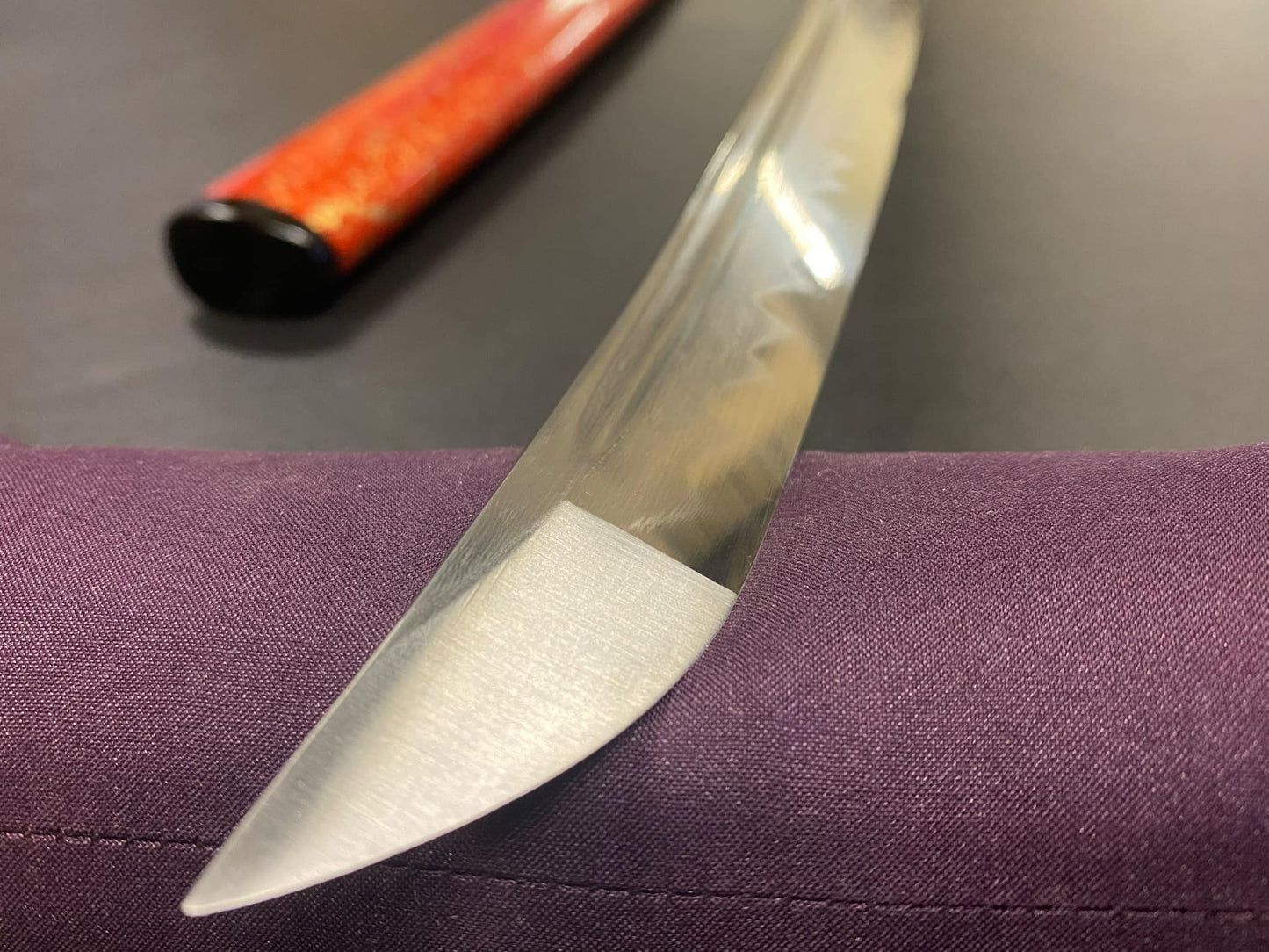 Bohihyu Katana - Red Kaleidescope - Folded Steel, clay tempered