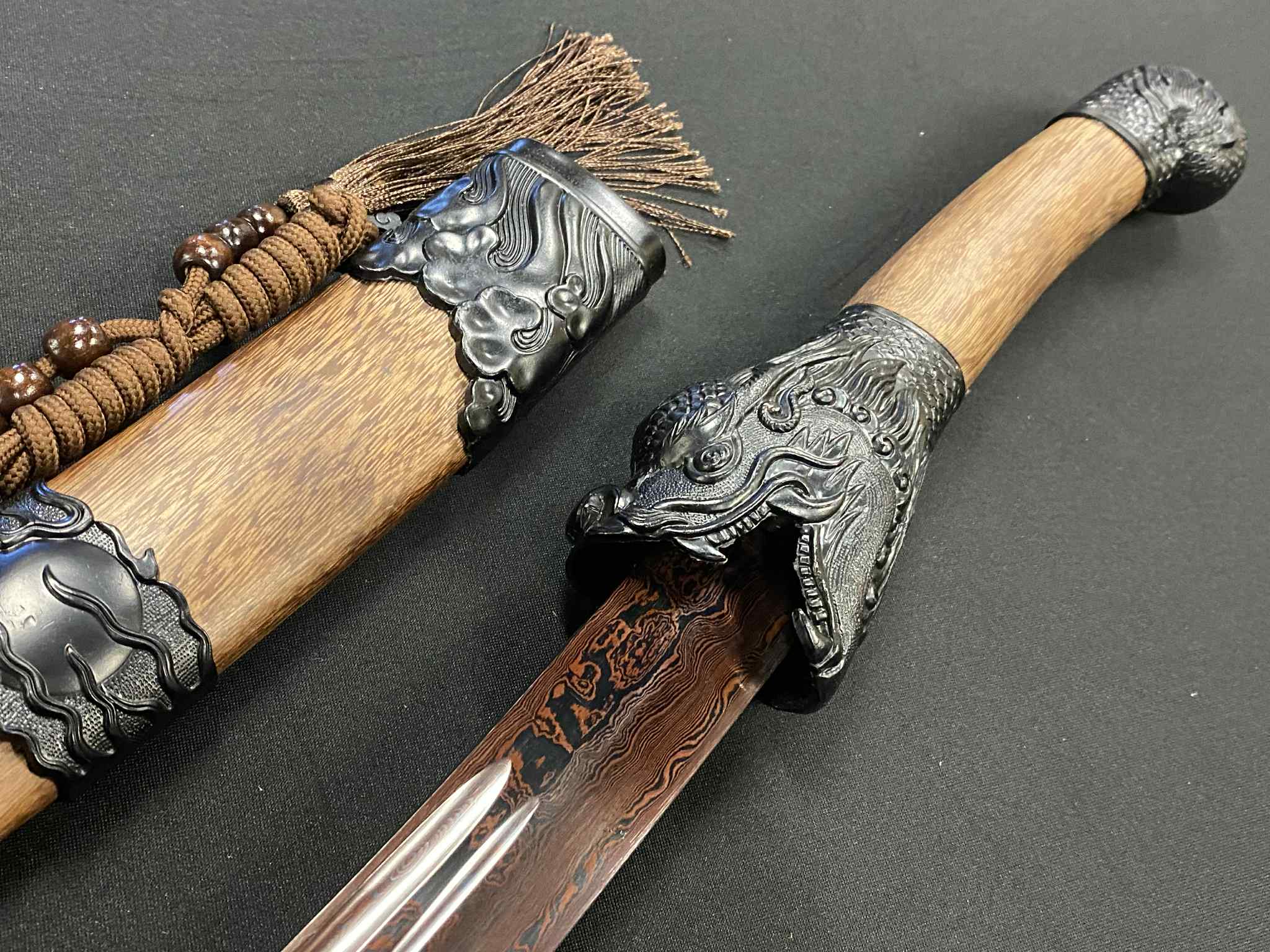 Dao Dagger - Fire Dragon Red Damascus Steel