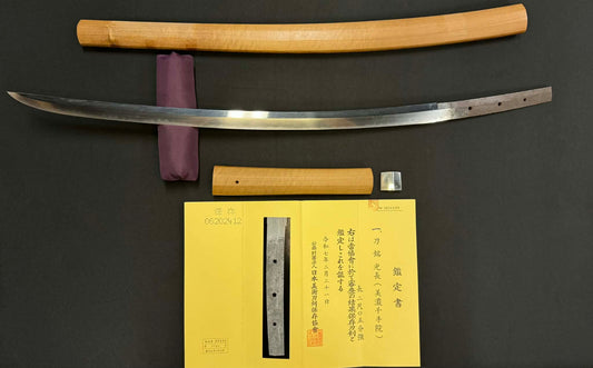 Antique Nihonto - Late Muromachi (450-500 years old) Nagamaki Naoshi Katana, signed Mitsunaga - NBTHK attributed to Mino Senjuin