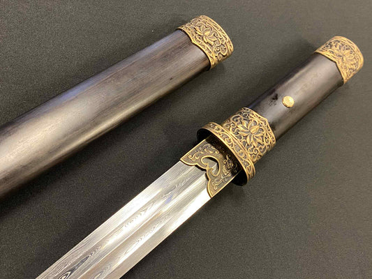 Six Face Dagger - Gold Lotus - Damascus