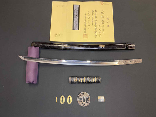 Antique Nihonto -  Wakizashi Koshirae, Muromachi (400-600 years old) - NBTHK Hozon attributed to Uda