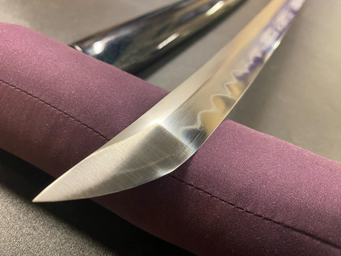 Bohihyu Katana- Navy Wave - Folded Steel, Clay-Tempered