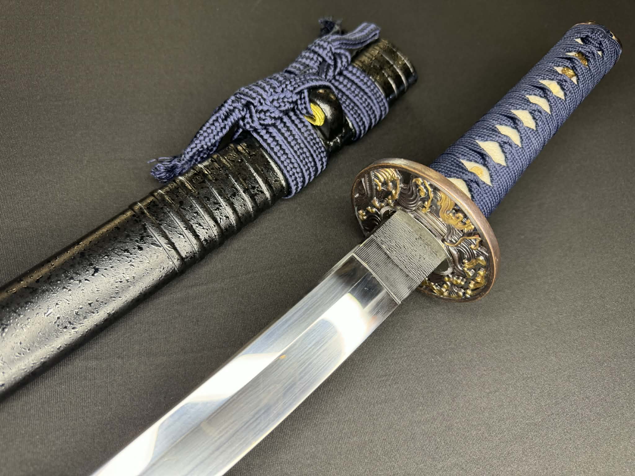 Legacy Steel Night Storm Iris Reaper Wakizashi  - 1095 Clay Tempered Shobu Zukuri Suguha