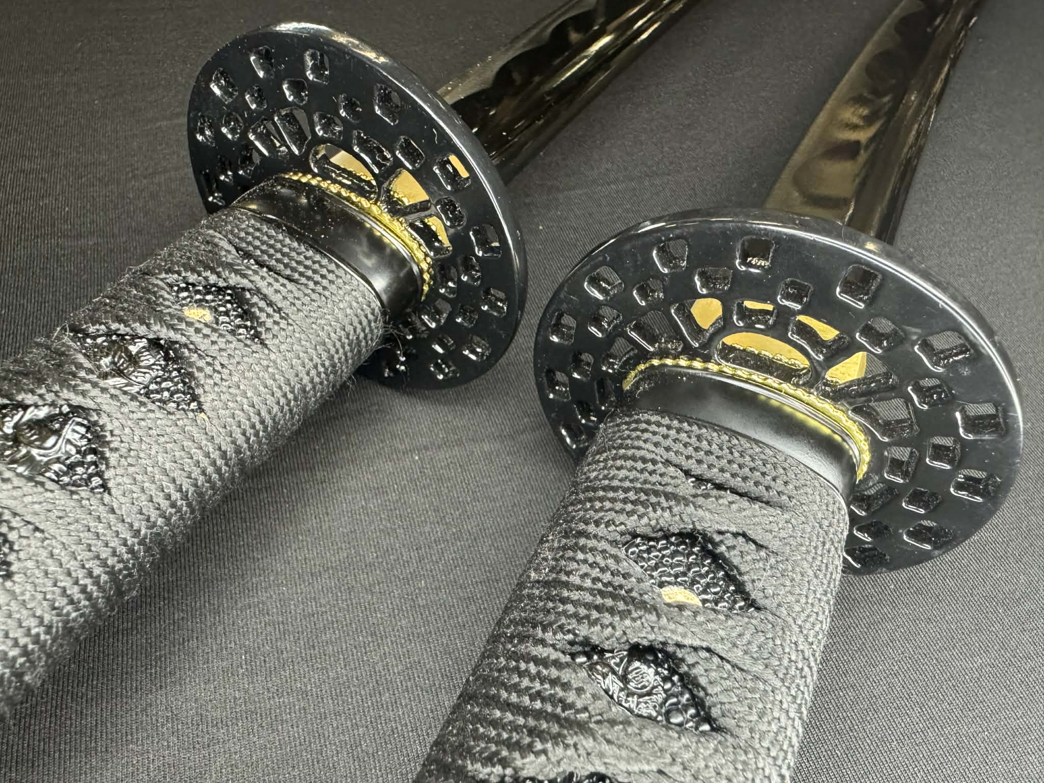 2-sword set Phoenix Armory Katana Wakizashi Daishou - 65mn Black Blade