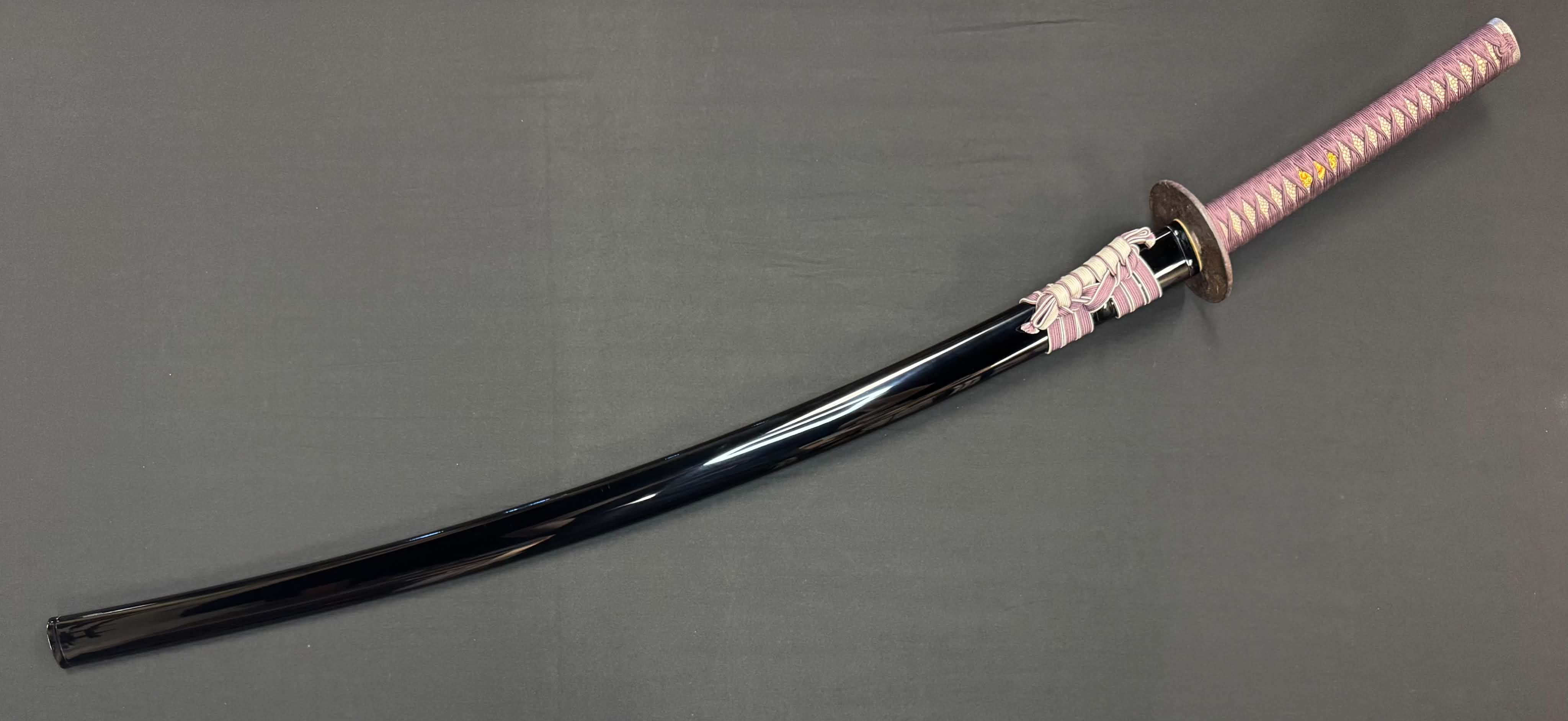Antique Nihonto - Late Edo GIANT Katana with Koshirae, Signed Koshu Yori Katsuyamajo Minami Hisatsugu Saku Kore, Dated Tenpo 13 February, NBTHK Certified