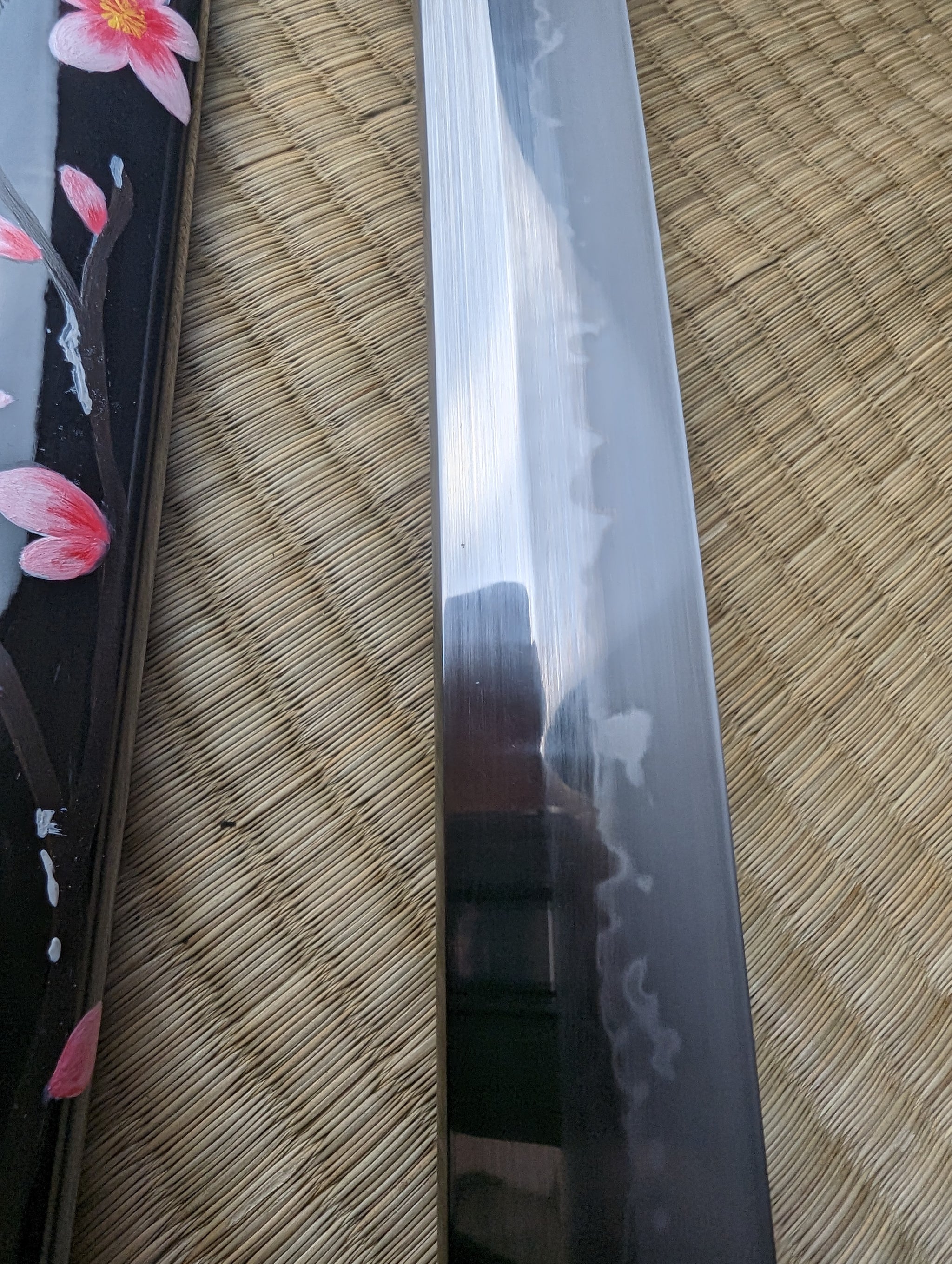 MADE TO ORDER Phoenix Arms Floating Blossoms Katana - T10, clay tempered, 3-shade polish