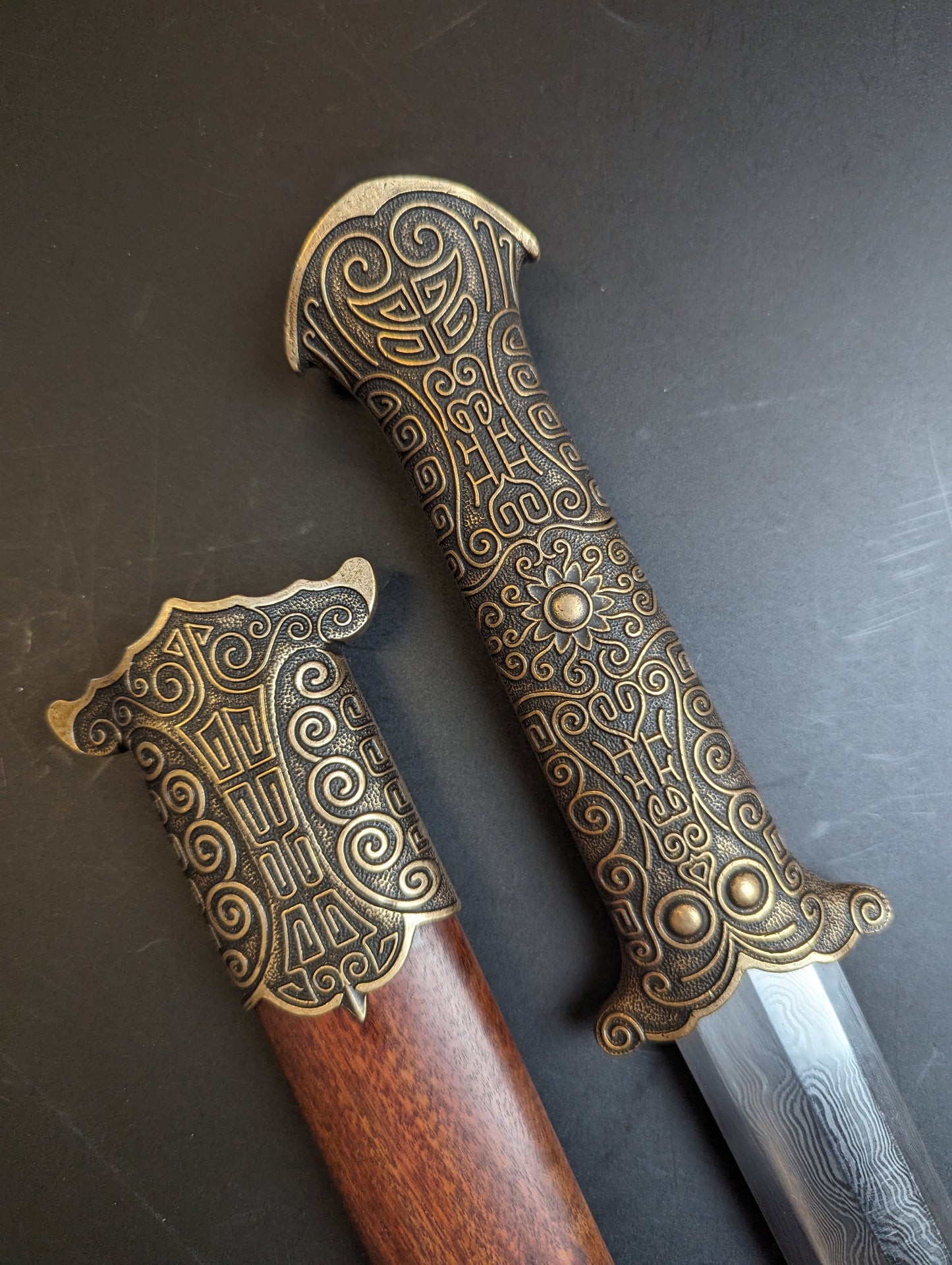 Phoenix Arms Jian - Brass Handle Damascus Steel