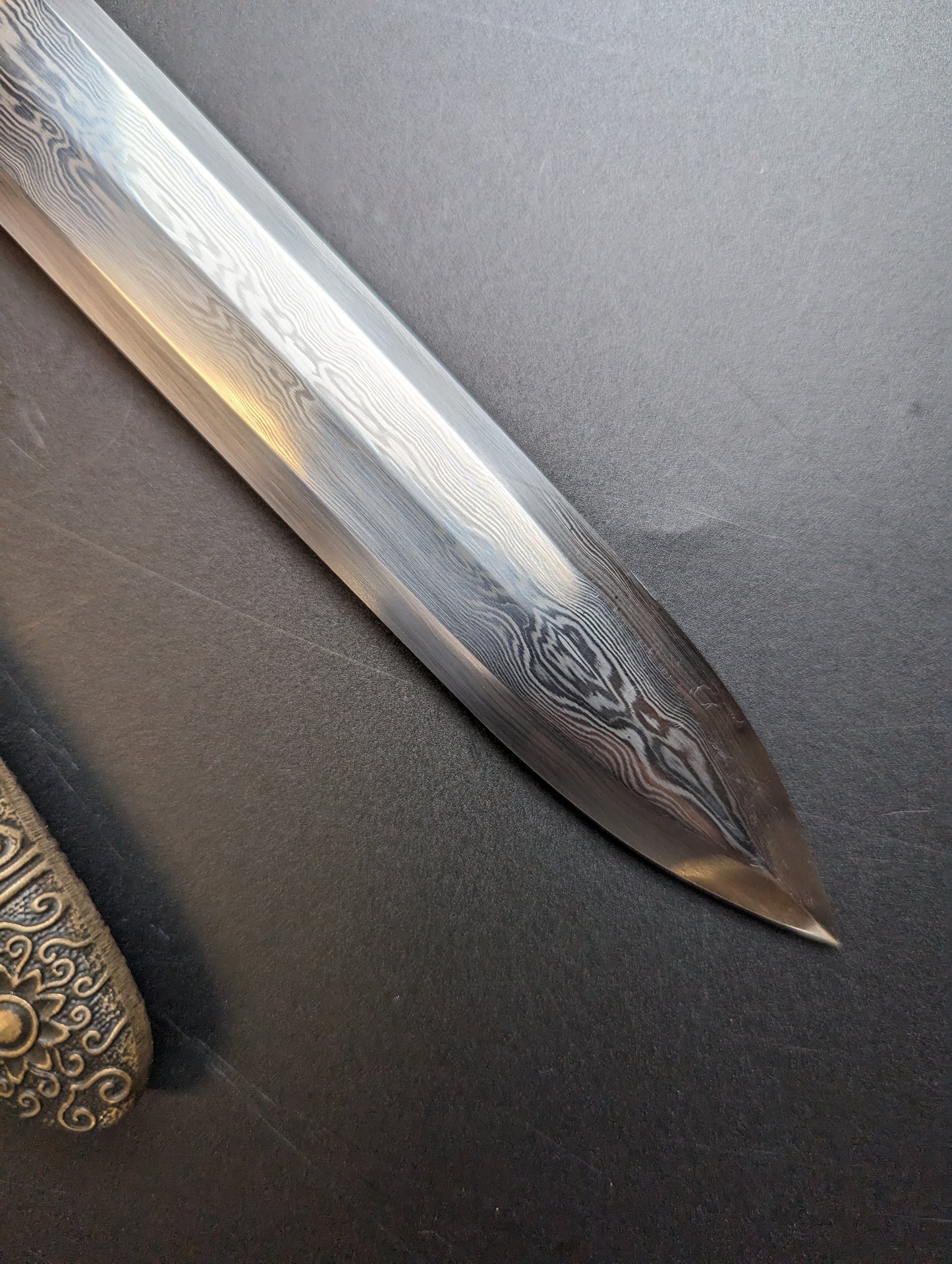 Phoenix Arms Jian - Brass Handle Damascus Steel