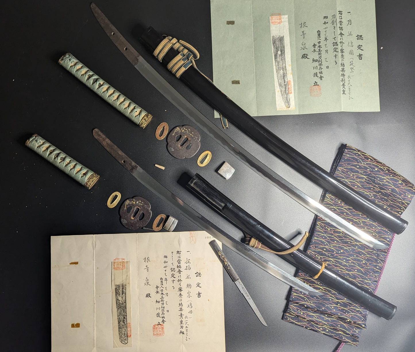 Antique Nihonto - Daishou Katana and Wakizashi, late Muromachi (425+ years old) - NBTHK Certified Nobununi - Sukemune