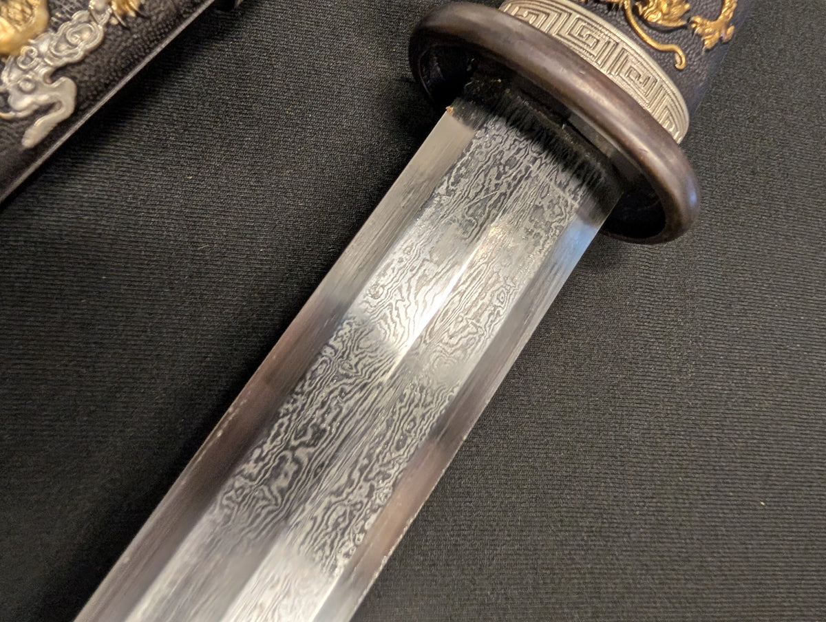 Jian Dagger, Dueling Dragon Phoenix - Damascus Steel