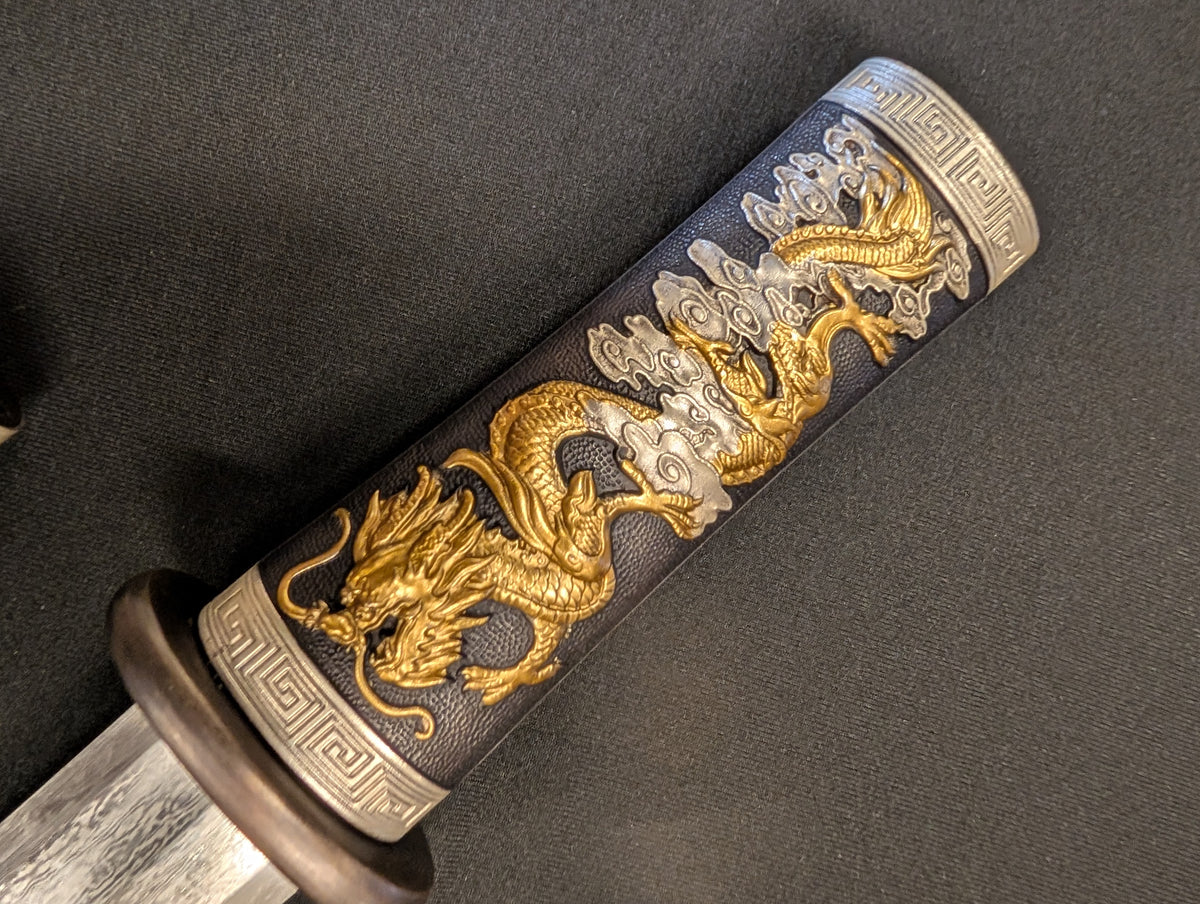 Jian Dagger, Dueling Dragon Phoenix - Damascus Steel