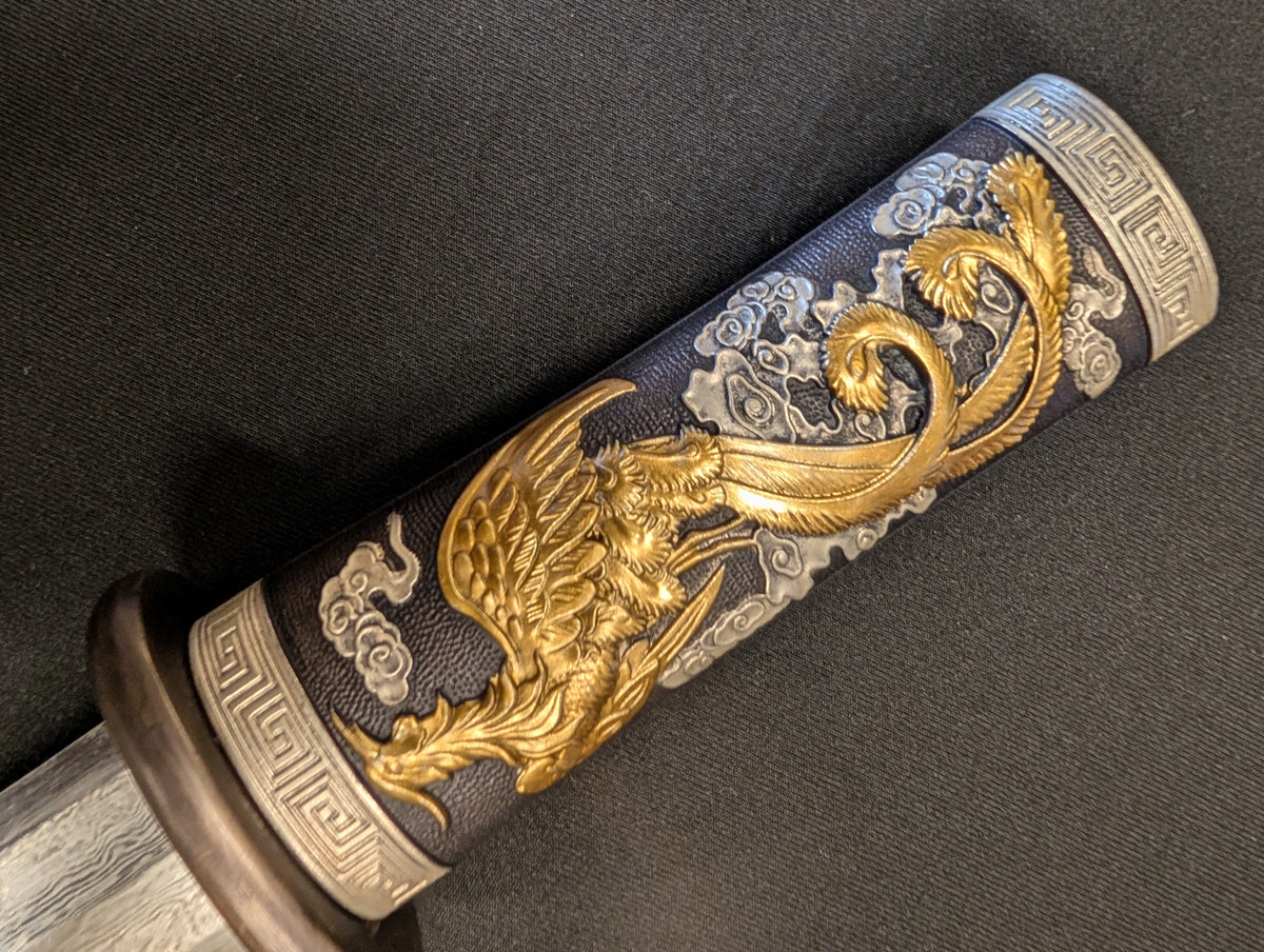 Jian Dagger, Dueling Dragon Phoenix - Damascus Steel