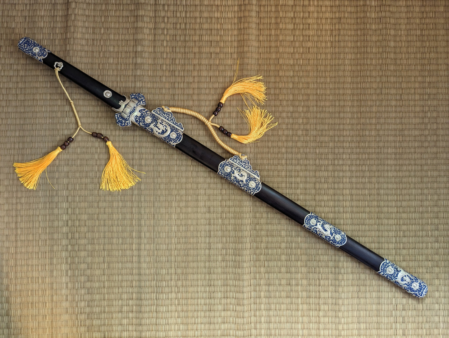 Blue Dragon Tang Jian - Phoenix Arms eight-sided Damascus, Brass fittings