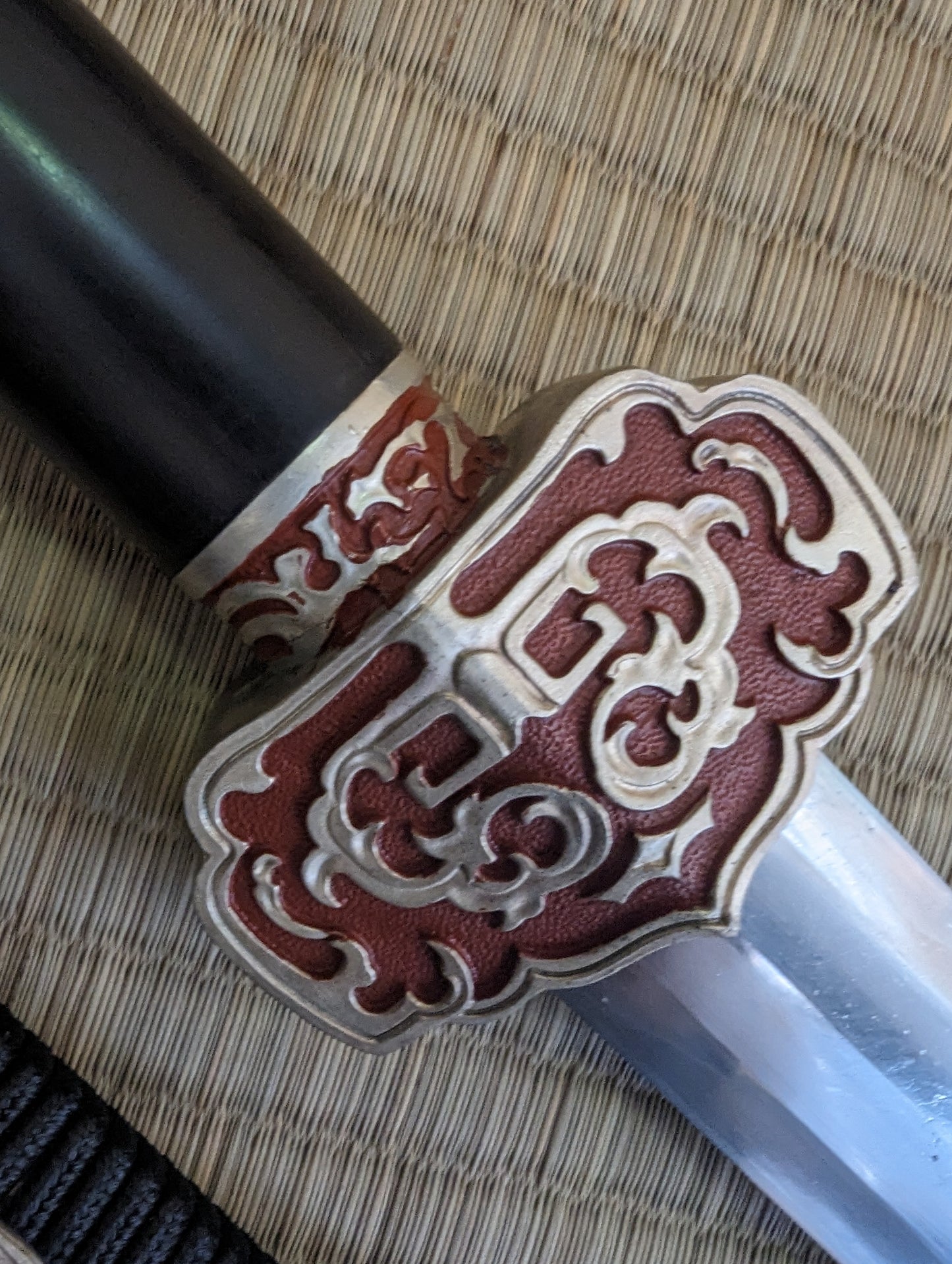 Red Dragon Han Jian - Phoenix Arms eight-sided Damascus clay tempered, Brass fittings