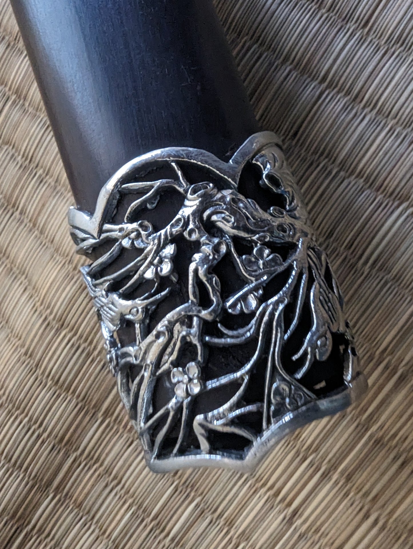 Plum Blossom Tang Jian - Phoenix Arms eight-sided feather Damascus, Brass fittings