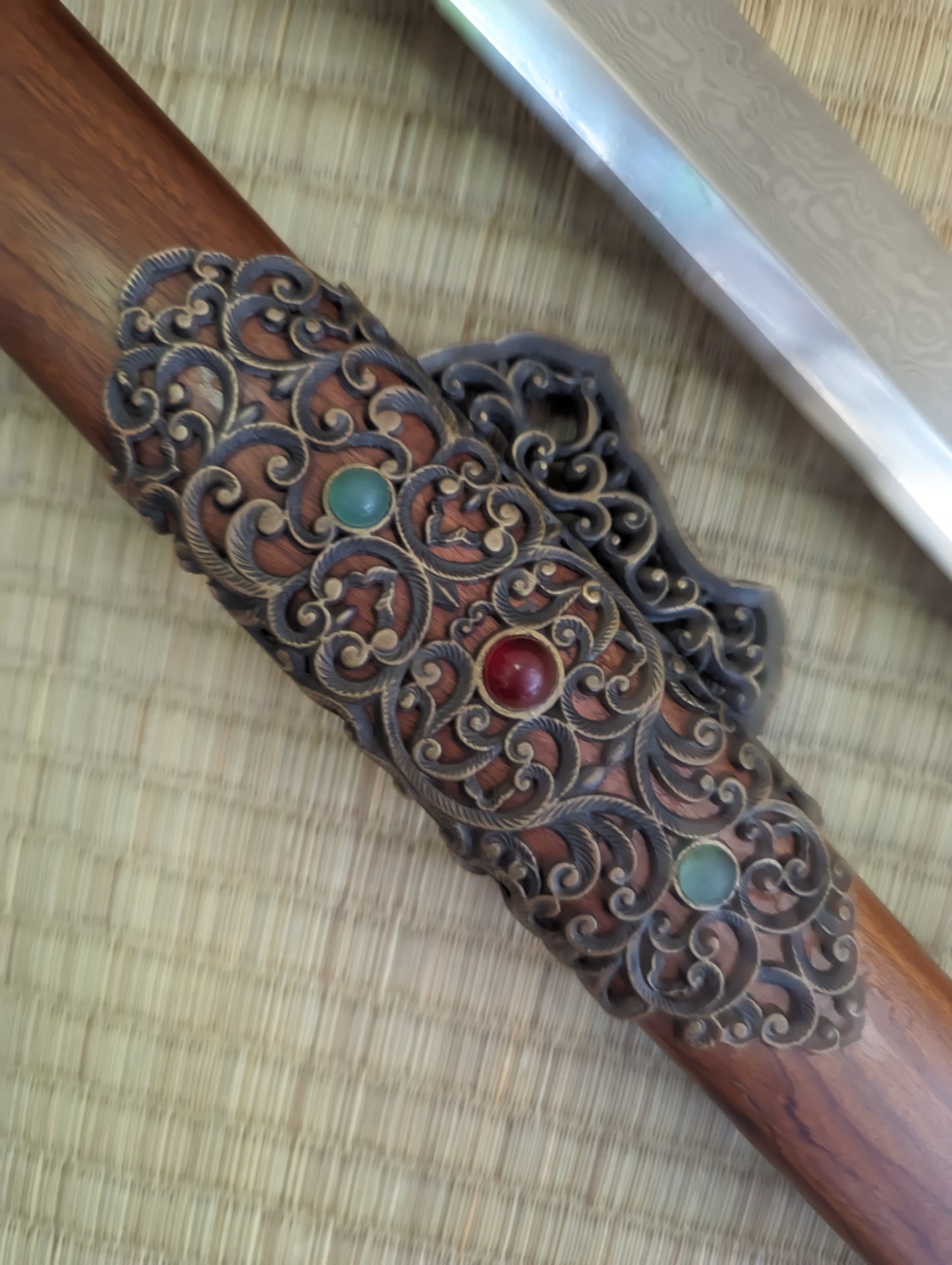 Lattice Tang Dao - Phoenix Arms Damascus, Brass fittings