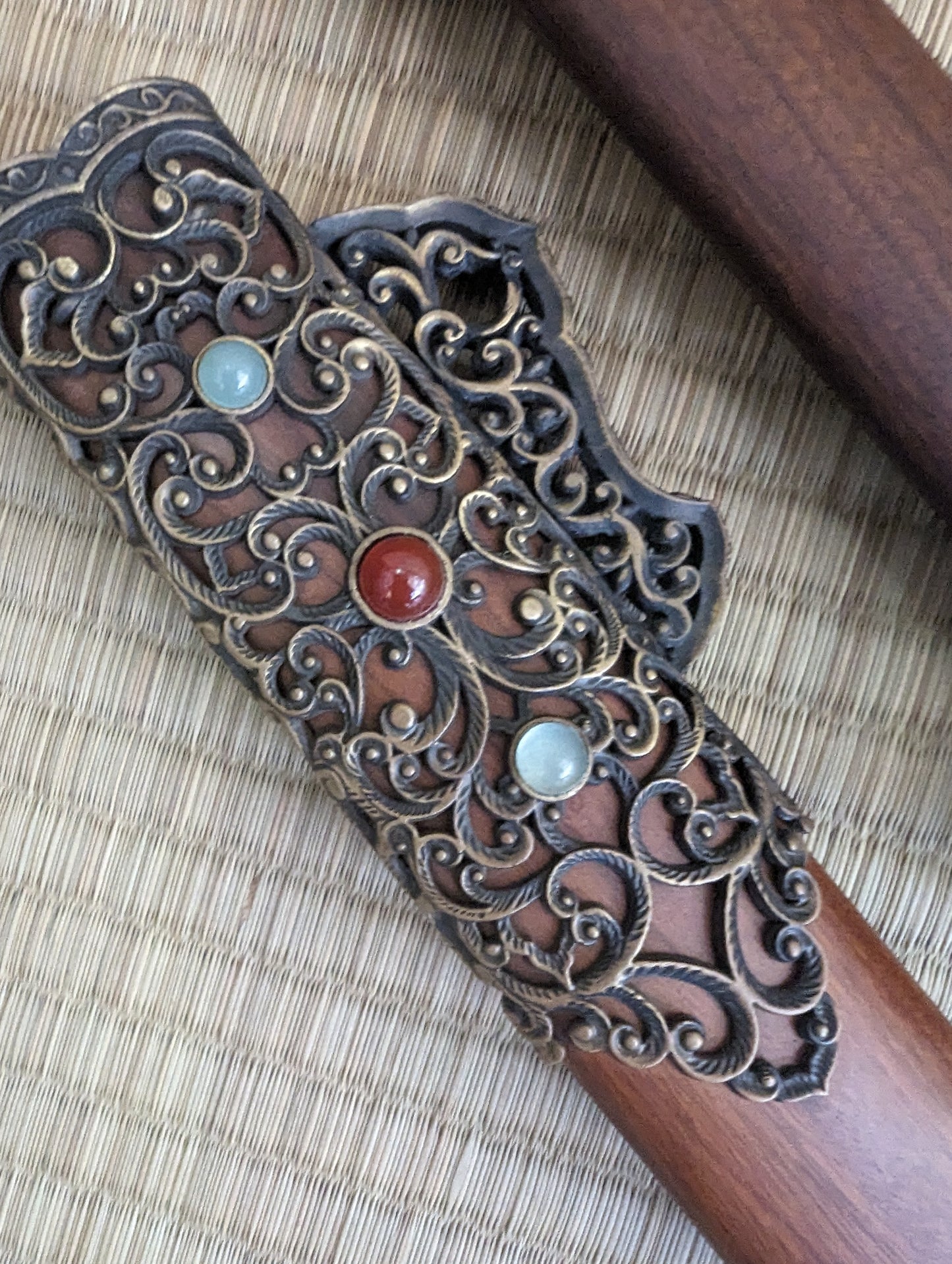 Lattice Tang Dao - Phoenix Arms Damascus, Brass fittings