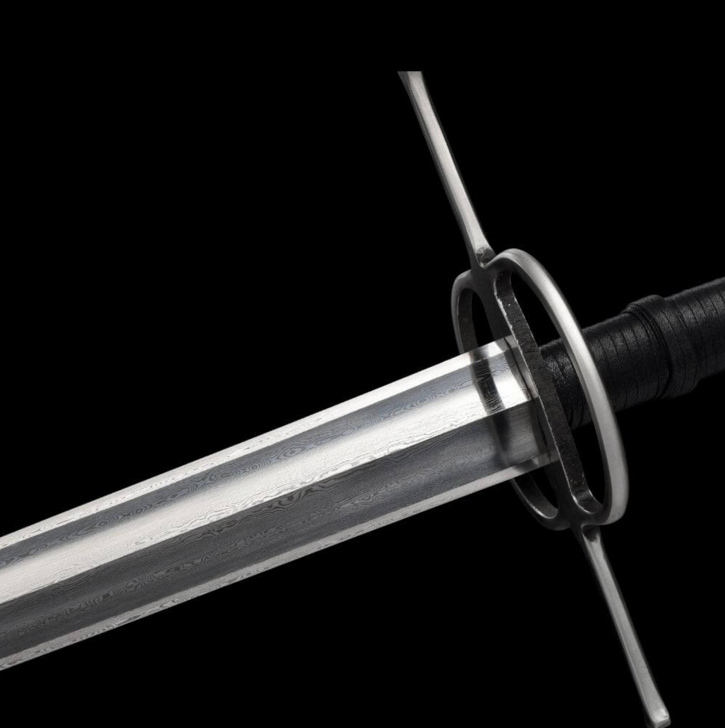 Swordier Damascus Steel Ring Guard European Longsword