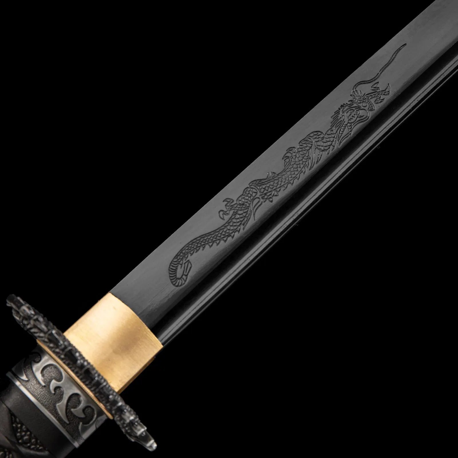 Dragonspring Katana - Dragon Fury - 65mn Black Blade