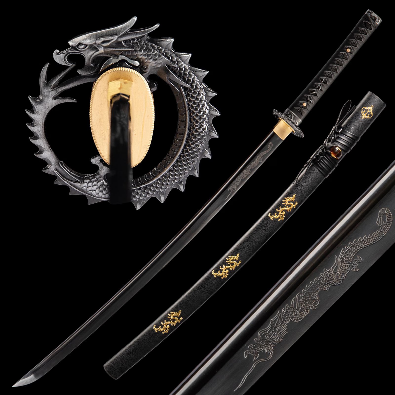 Dragonspring Katana - Dragon Fury - 65mn Black Blade