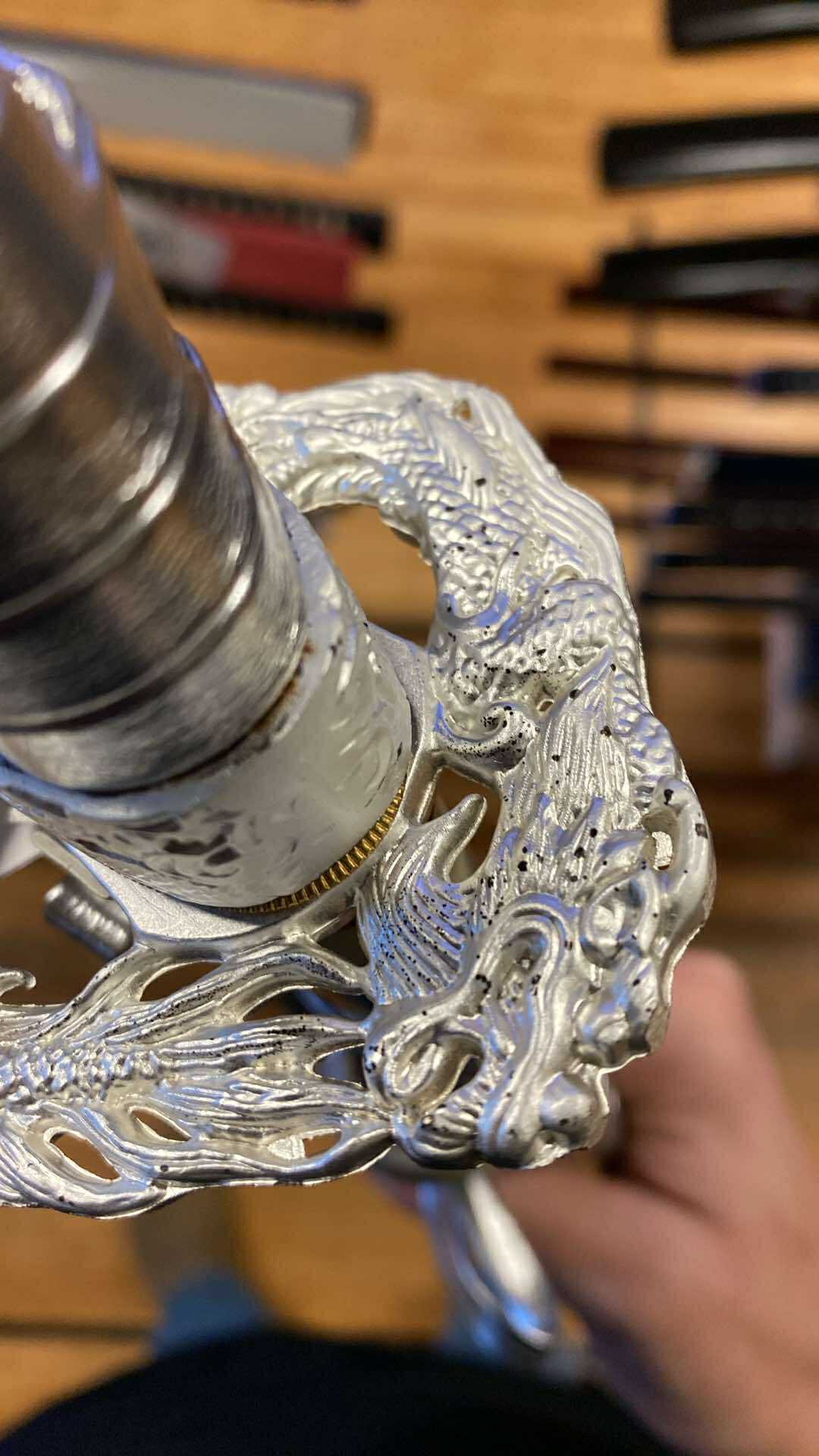 Dragonspring Katana - Silver Dragon - T10 Steel Clay Tempered