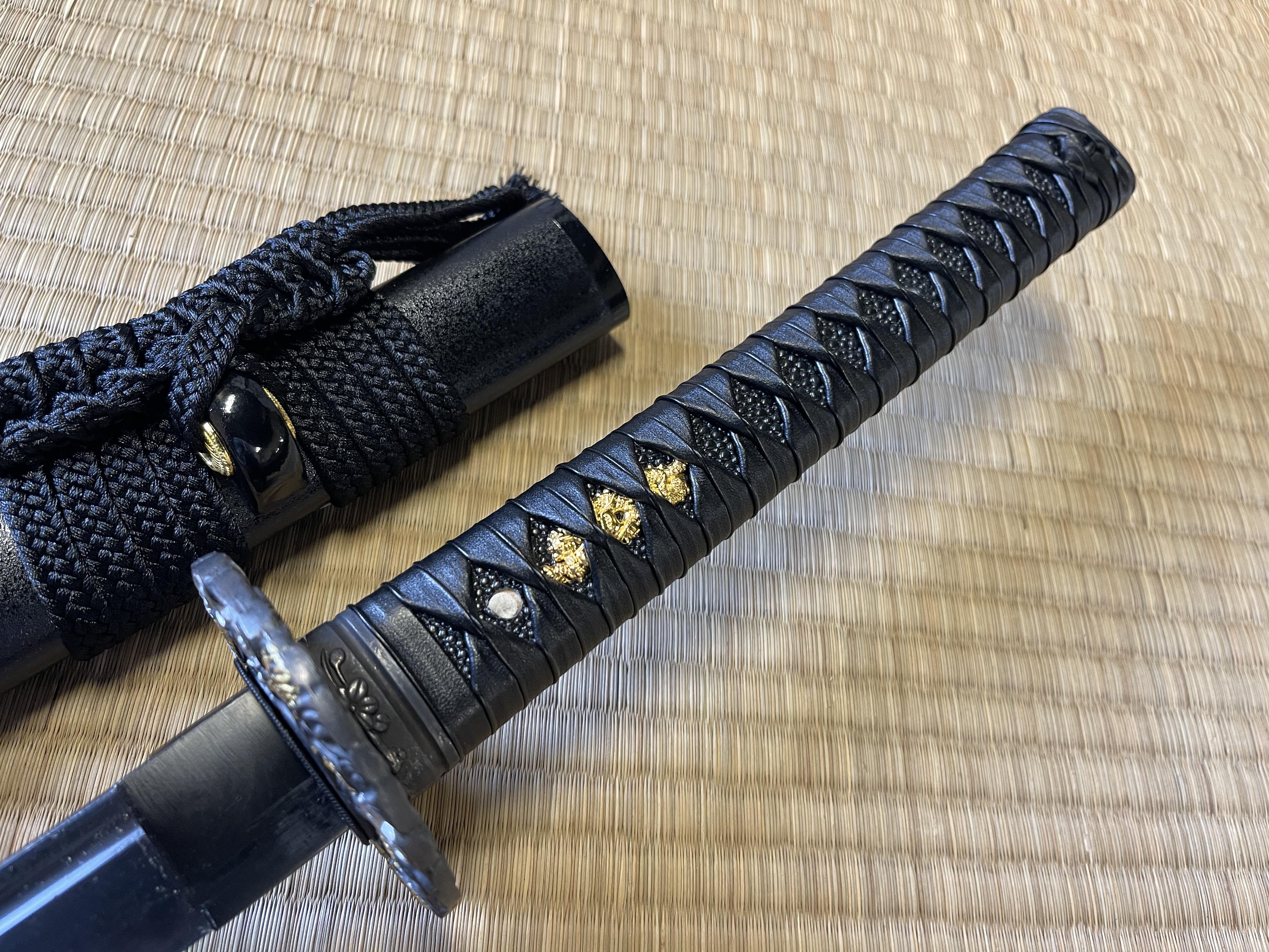 Katana - Midnight Sea Dragon - Black T10 Steel, Clay Tempered