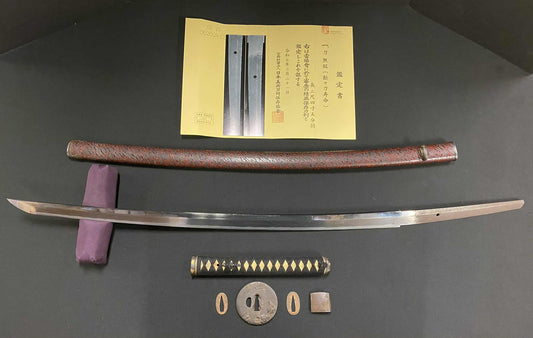 Antique Nihonto - Long Katana in Koshirae - Late Edo (150 years old) - NBTHK Attributed to Shinshinto Jumyo