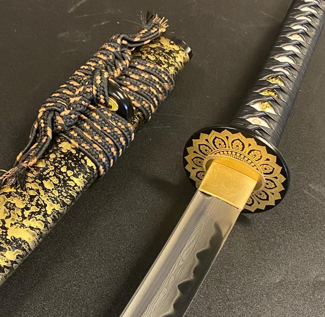 Bohihyu Katana - Gold Kaleidescope - Folded Steel, clay tempered