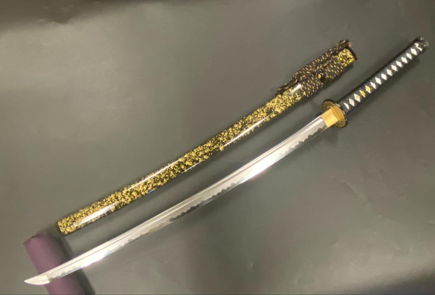 Bohihyu Katana - Gold Kaleidescope - Folded Steel, clay tempered